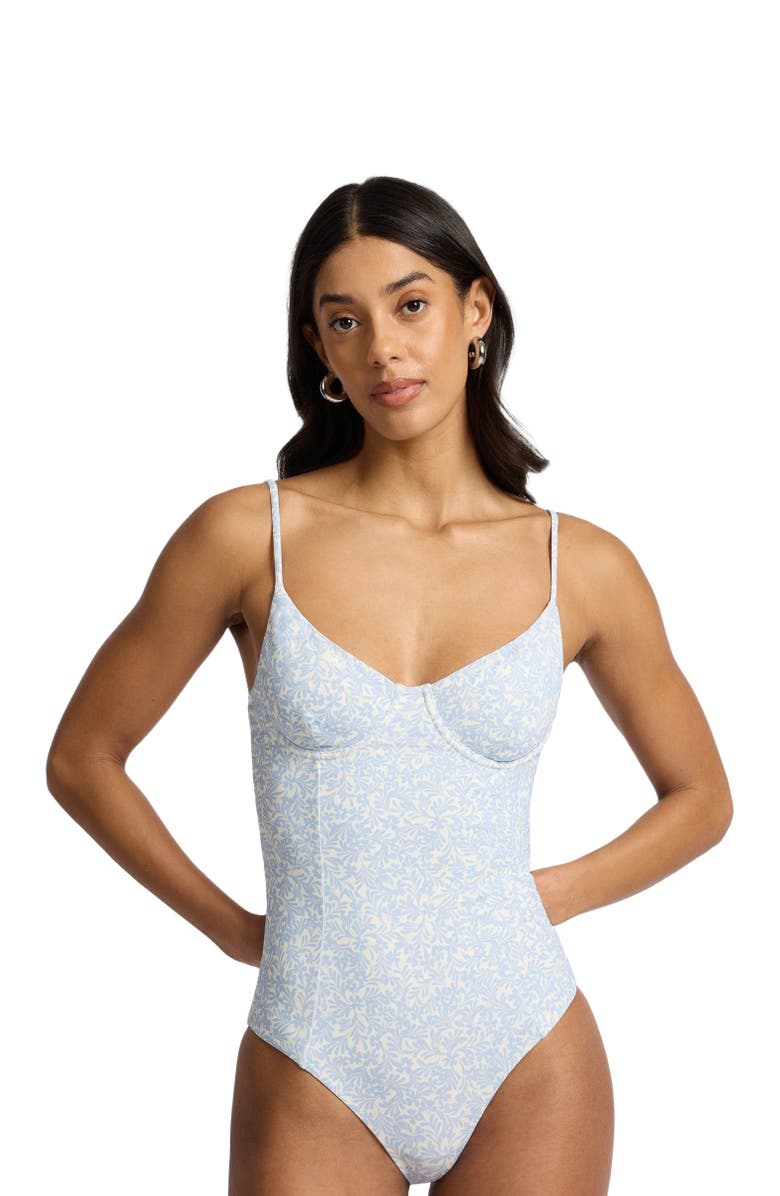 Onia Chelsea Underwire One-Piece, Alternate, color, Sky/Egret