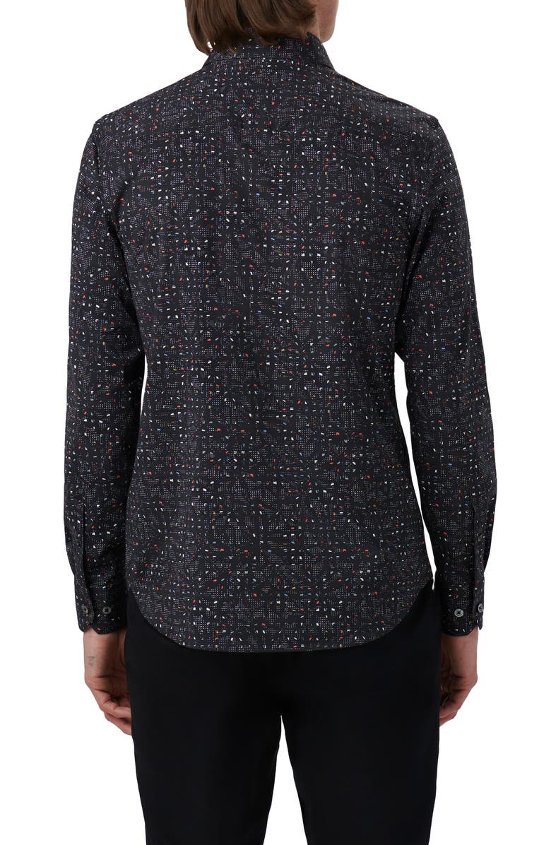 Bugatchi James OoohCotton<sup>®</sup> Abstract Print Button-Up Shirt, Alternate, color, Black
