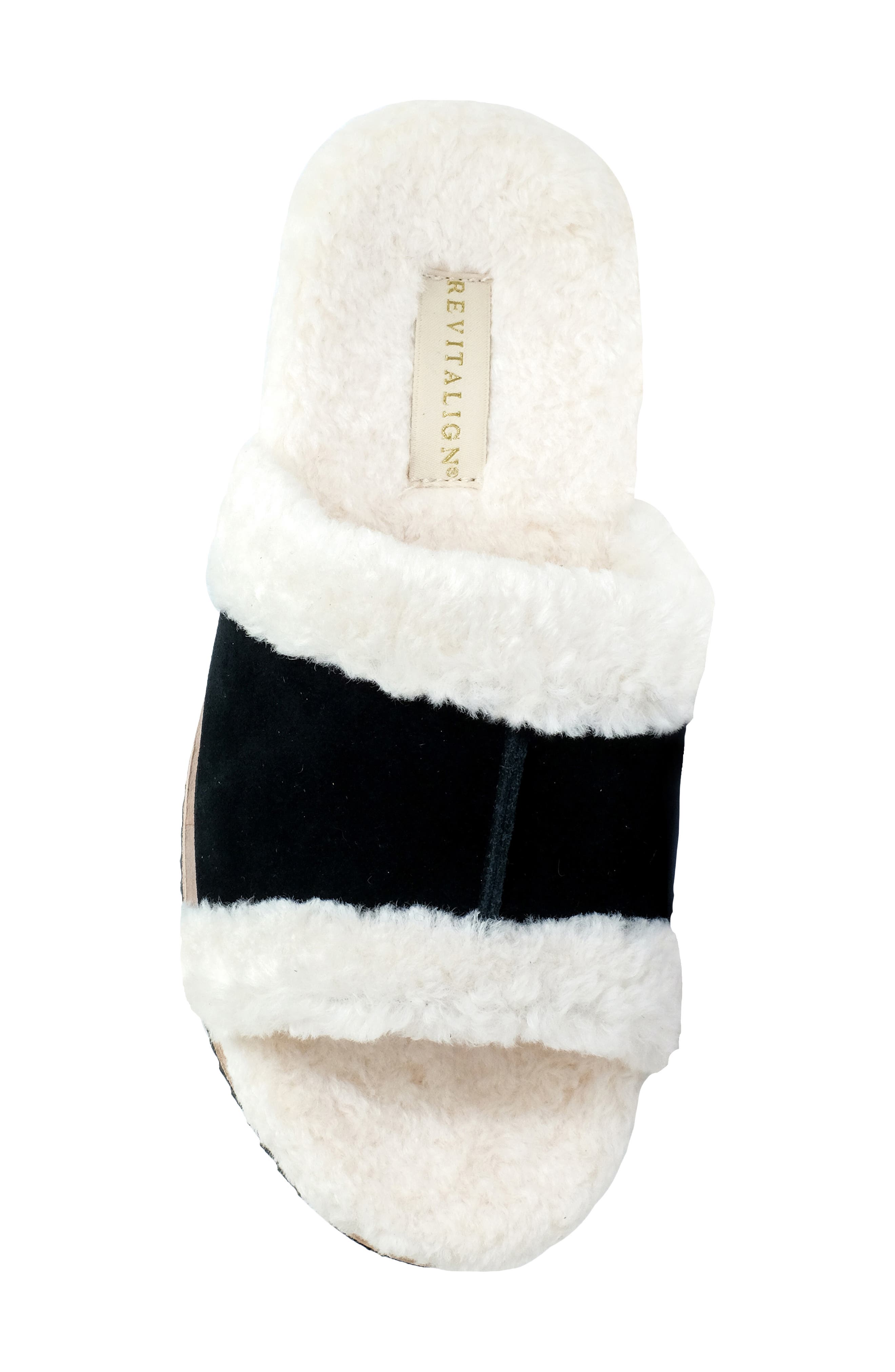 Revitalign Clara Orthotic Faux Fur Lined Slide Slipper, Alternate, color, Black
