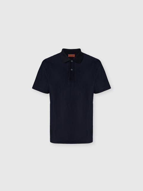 Jacquard Cotton Polo Shirt With Tone-on-tone Zigzag Design