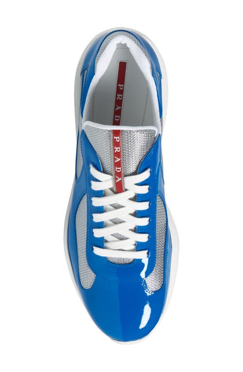 Shop Prada America's Cup Vernice Bike Low Top Sneaker In Cina/argento