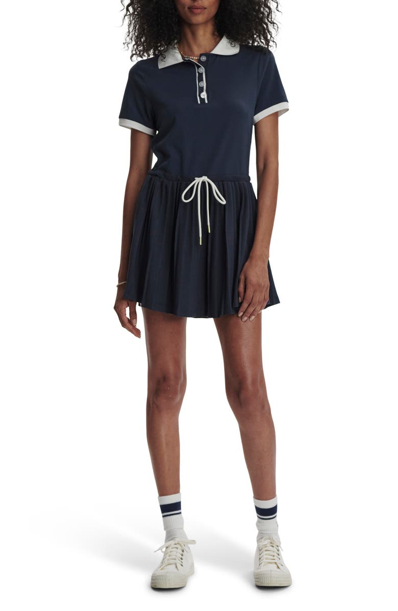 Varley Paloma Court Dress with Removable Shorts, Main, color, Blue Nights/ White