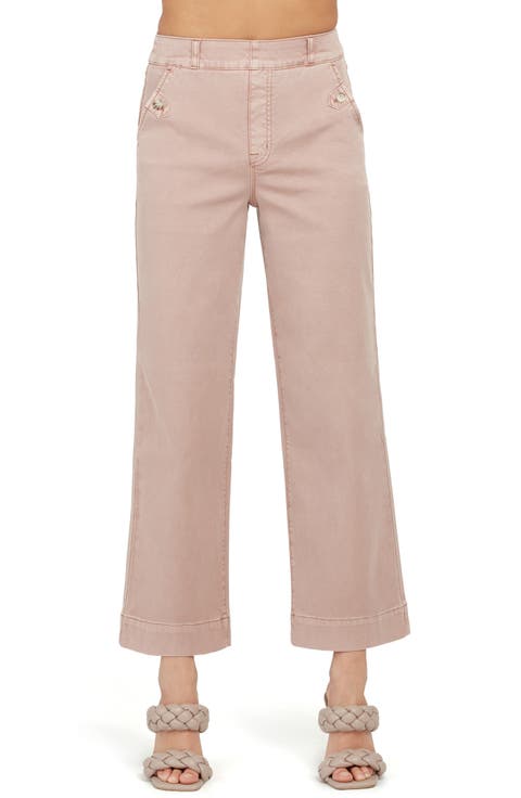 Stretch Twill Wide Leg Crop Pants