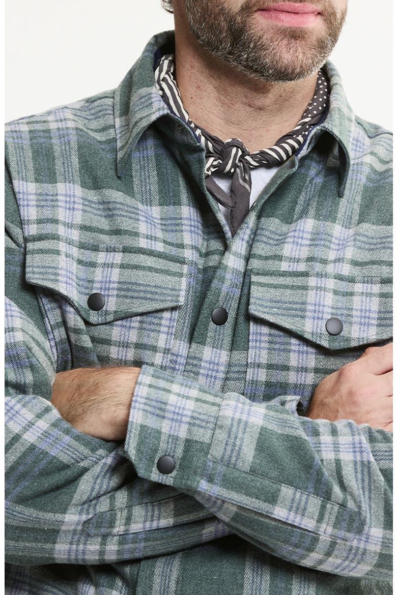Quilted Lined Lyocell Blend Flannel Shirt Jacket, Alternate, color, GREEN