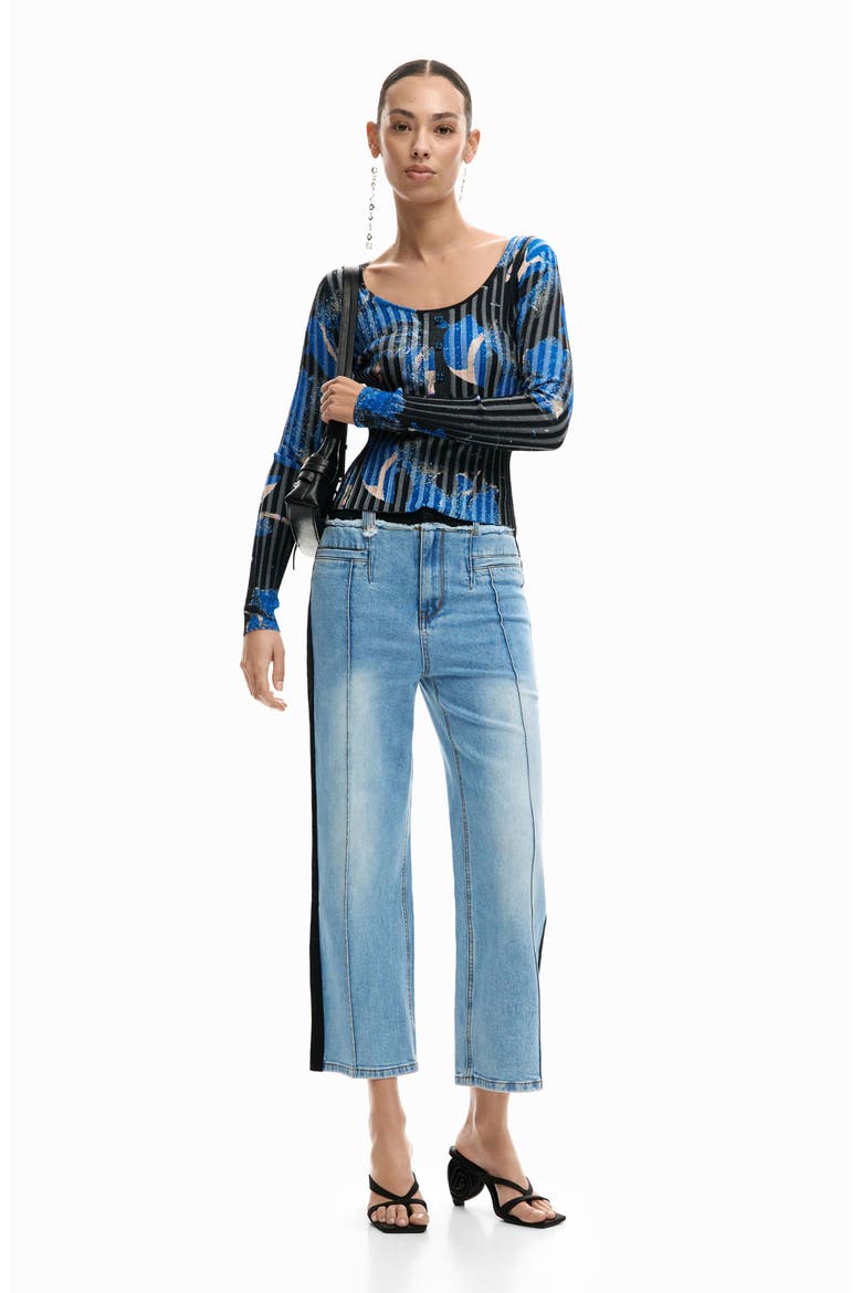 Straight Leg Crop Jeans, Alternate, color, MEDIUM BLUE