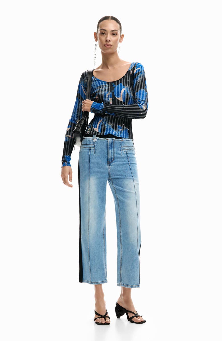 Desigual Straight Leg Crop Jeans, Alternate, color, Medium Blue
