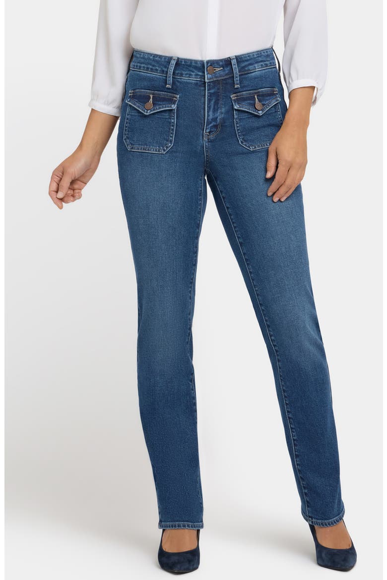 Marilyn Flap Patch Pocket Straight Leg Jeans, Main, color, LAKE NOTRE DAME