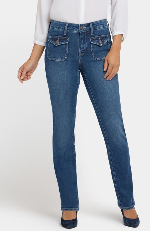 Marilyn Flap Patch Pocket Straight Leg Jeans (Lake Notre Dame)