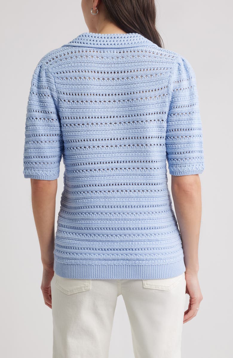 Caslon<sup>®</sup> Mixed Stitch Polo Sweater, Alternate, color, Blue Windsurfer