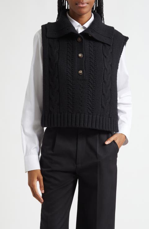 Cable Knit Merino Wool & Cashmere Sweater Dickey