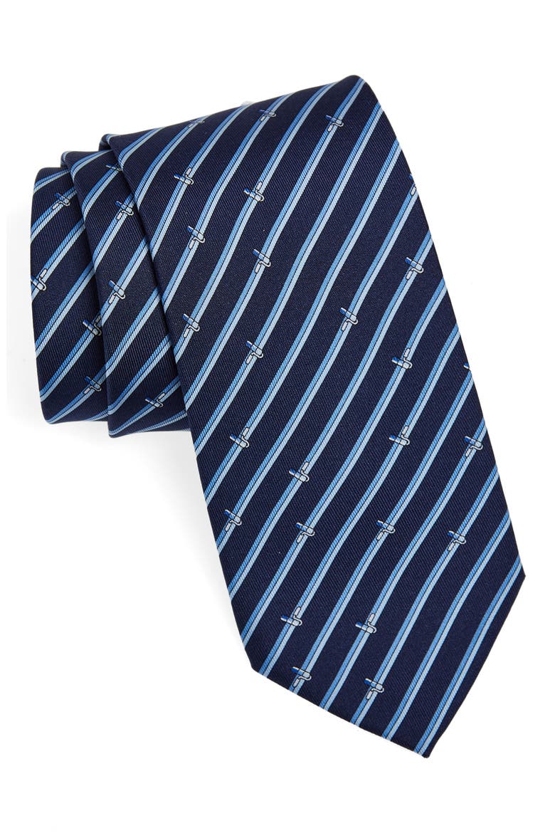 Tinta Painter Stripe Silk Tie, Main, color, NAVY