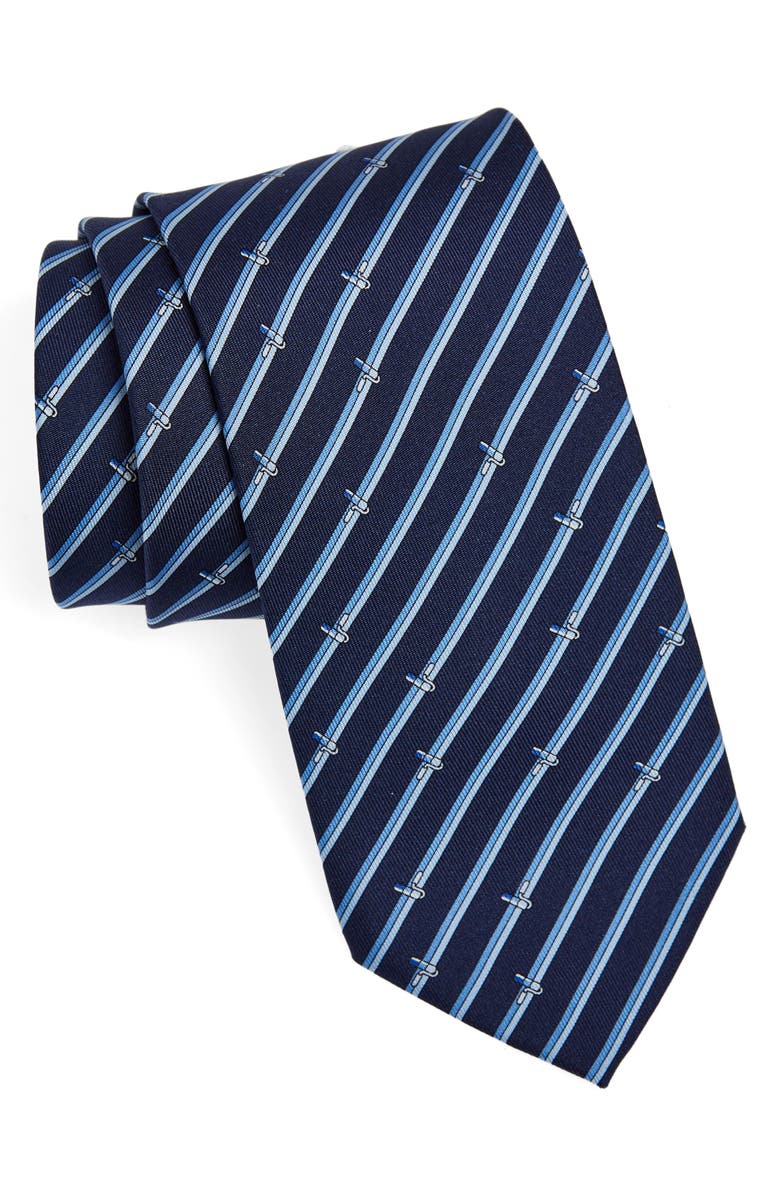 FERRAGAMO Tinta Painter Stripe Silk Tie, Main, color, Navy