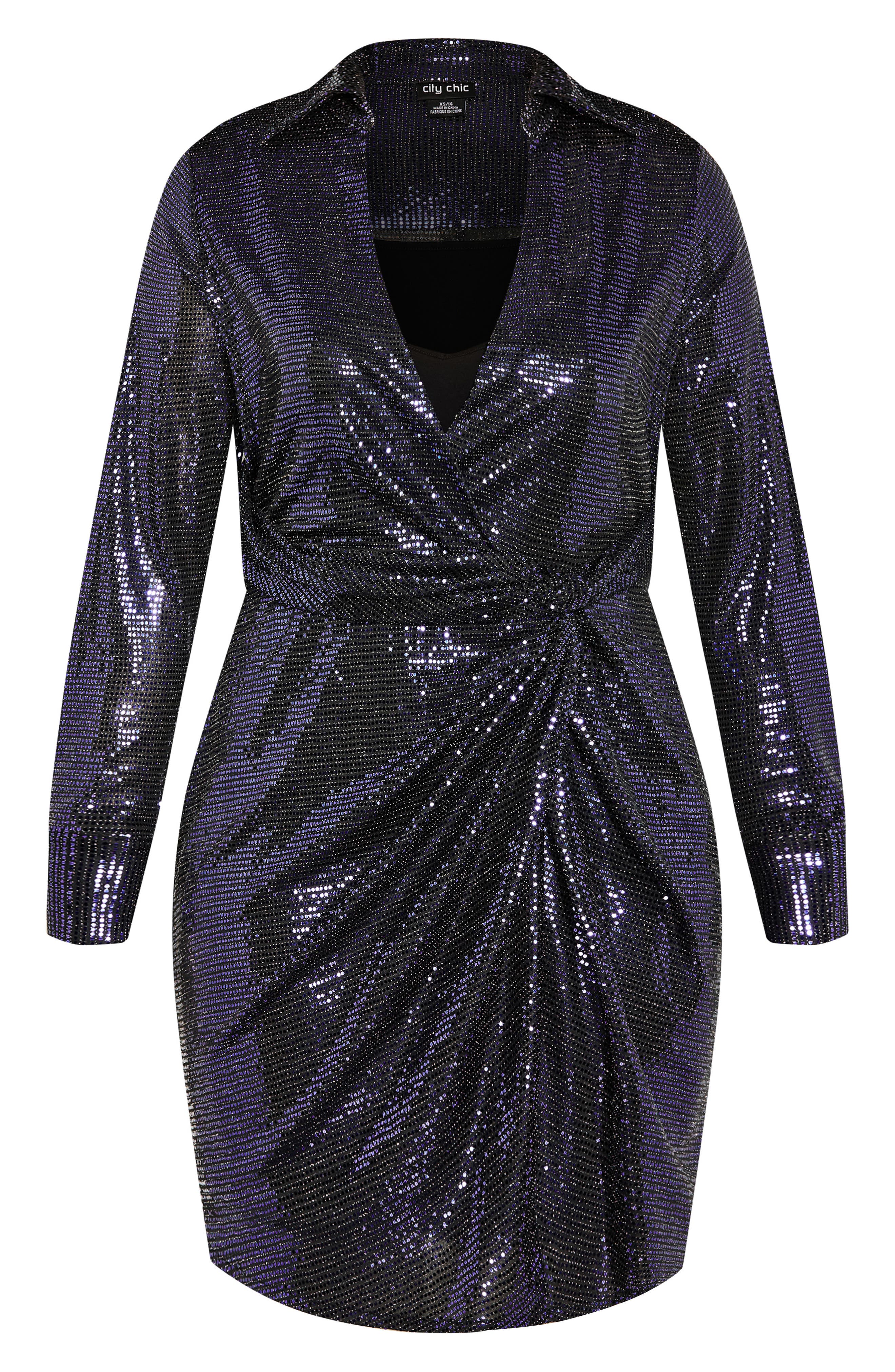 City Chic Aylin Faux Wrap Sequin Dress (Women) | Nordstromrack