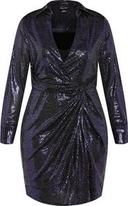 City Chic Aylin Faux Wrap Sequin Dress