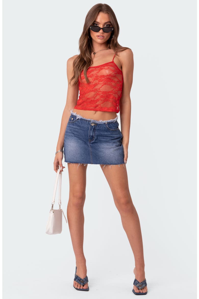 Gianna Sheer Lace Camisole, Alternate, color, RED