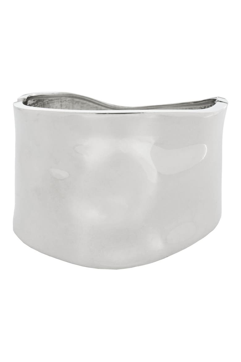 Large Wavy Hinge Cuff Bracelet, Main, color, SILVER
