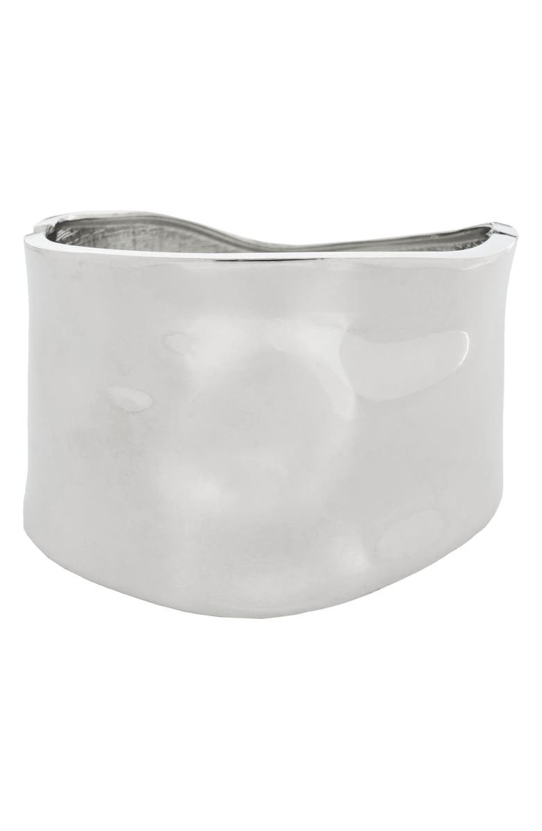 MARLYN SCHIFF Large Wavy Hinge Cuff Bracelet, Main, color, Silver
