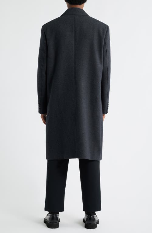 Open Edit Wool Blend Melton Overcoat In Black