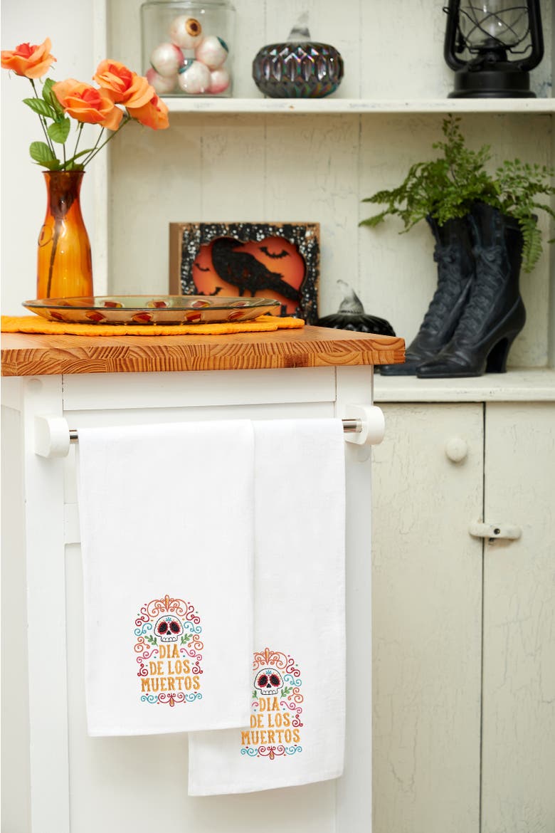 Dia De Los Muertos Towel, Alternate, color, Yellow