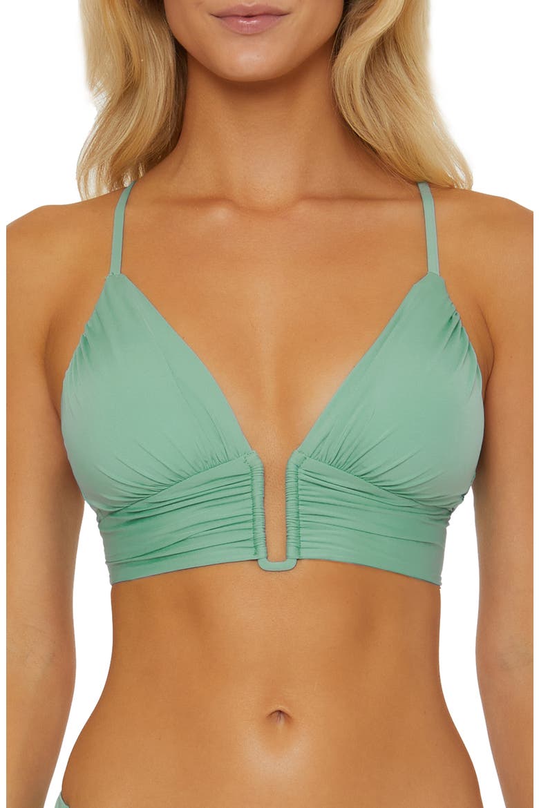 Colorcode U-Wire Shirred Bikini Top, Main, color, MINERAL