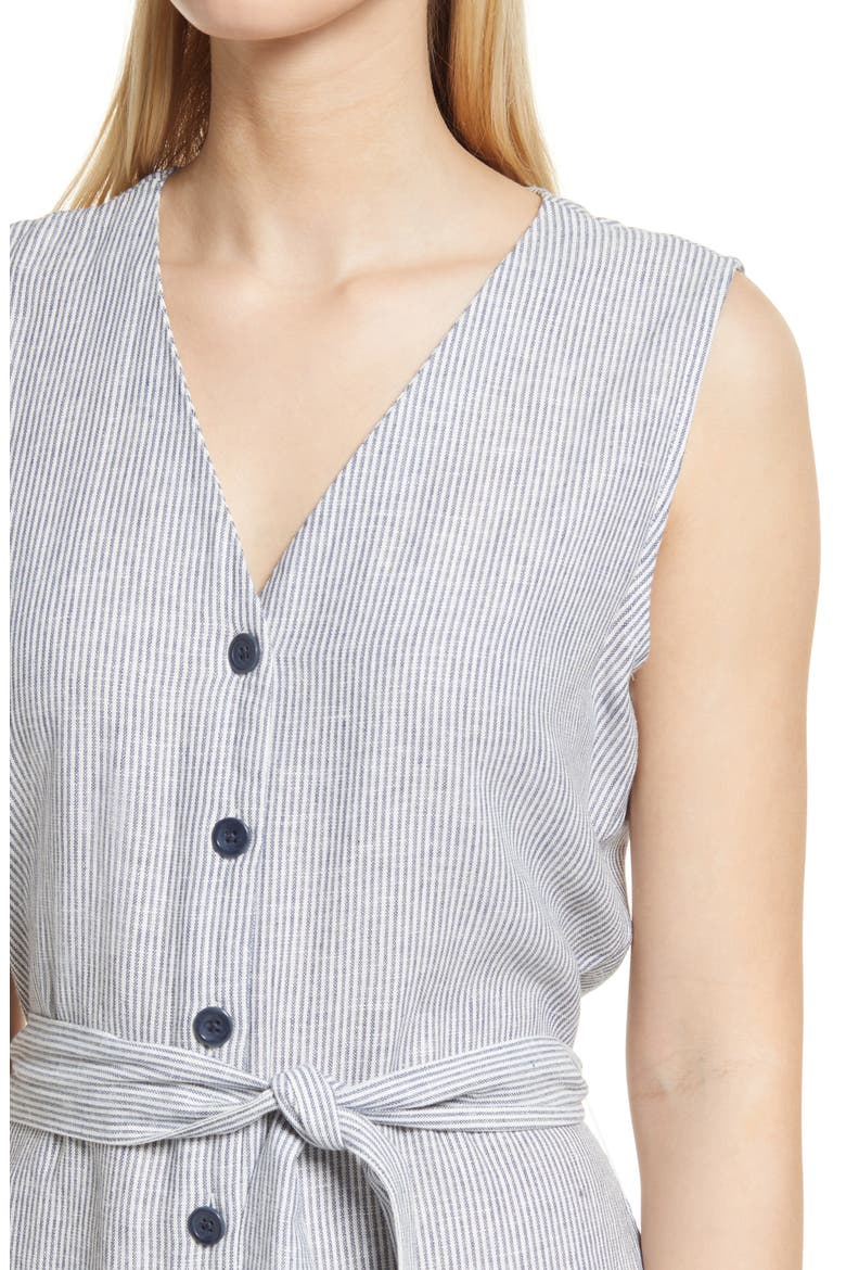 Linen Blend Wide Leg Jumpsuit, Alternate, color, BLUE VINTAGE LEAH STRIPE