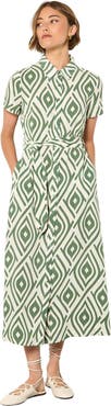 Apricot Short Sleeve Midi Shirt Dress