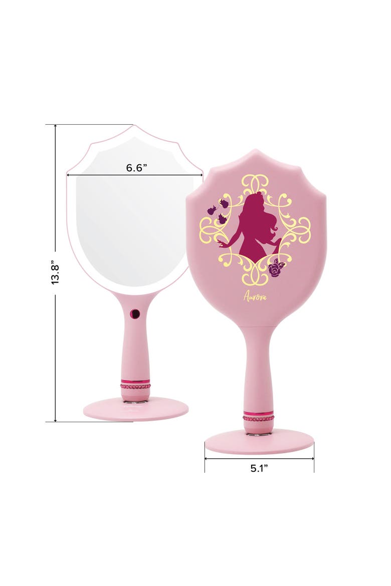 Aurora LED Handheld Makeup Mirror with Standing Base, Alternate, color, Pink