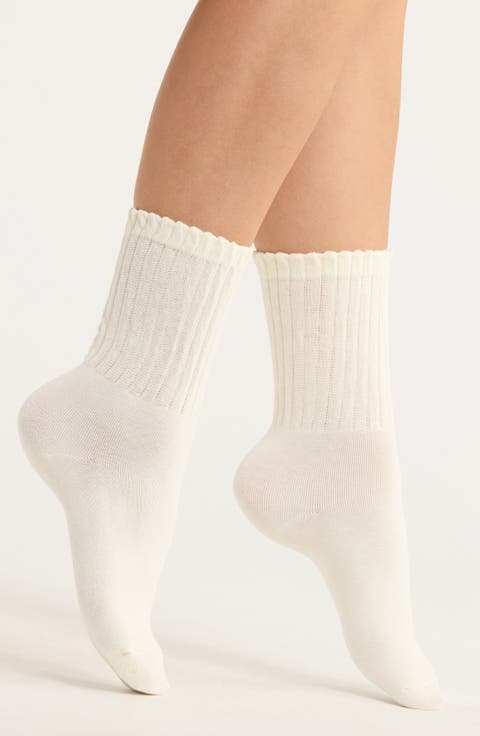 Joanna Ruffle Trim Crew Socks