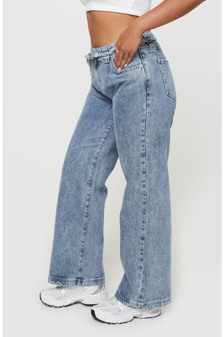 Pemberton Tie Waist Mid Rise Wide Leg Jeans, Alternate, color, BLUE