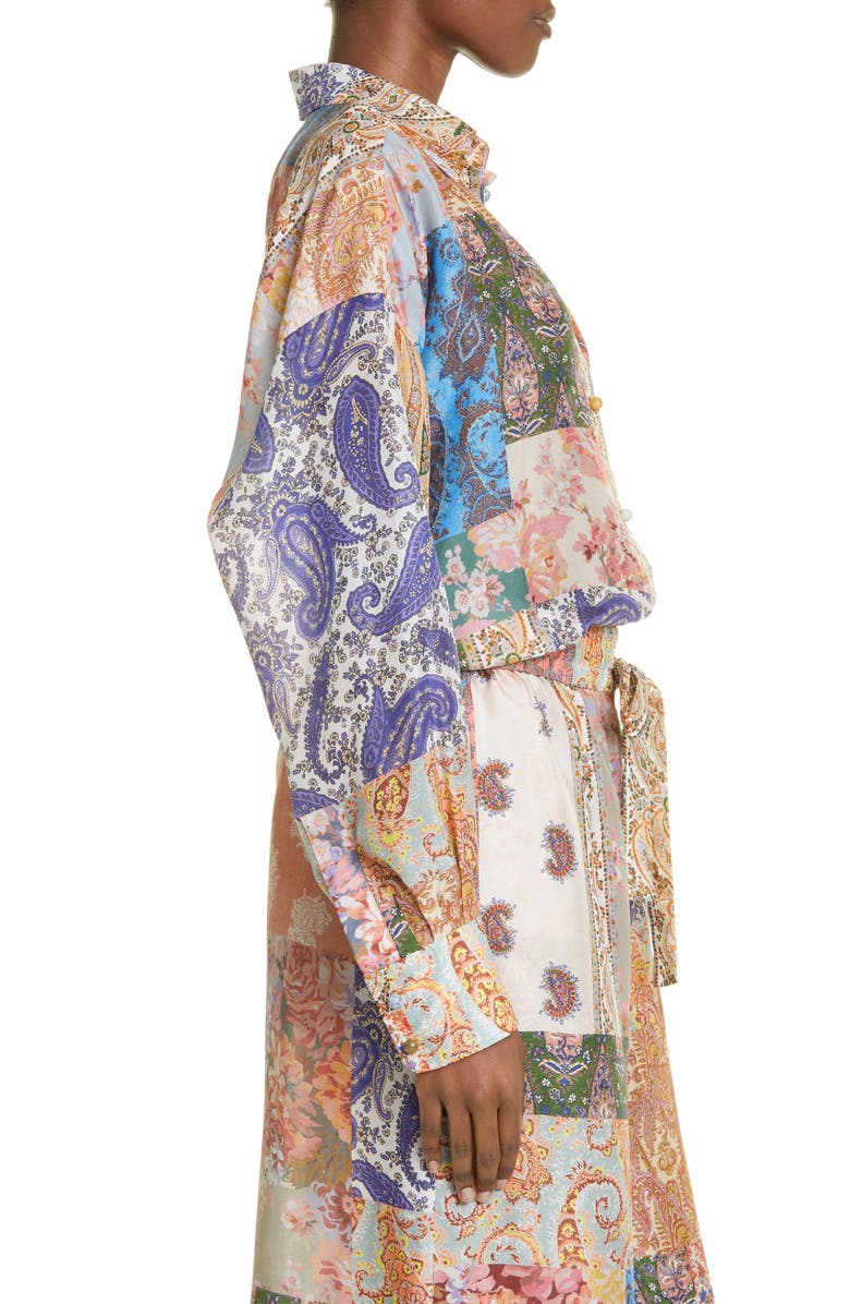 Zimmermann Devi Paisley Oversize Silk Button-Up Shirt, Alternate, color,
