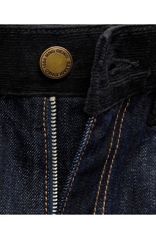 Shop Mango High Waist Straight Leg Jeans In Dark Blue