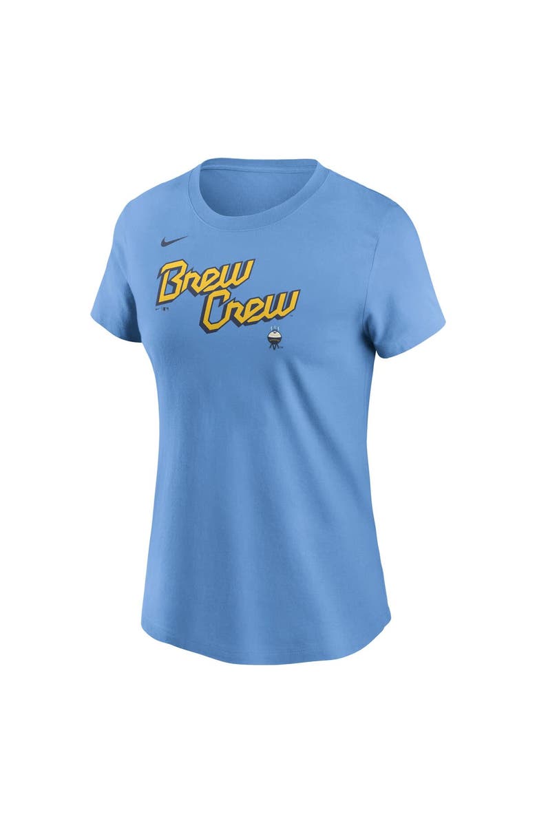 Nike Women's Nike Powder Blue Milwaukee Brewers City Connect Wordmark T-Shirt, Alternate, color, 
