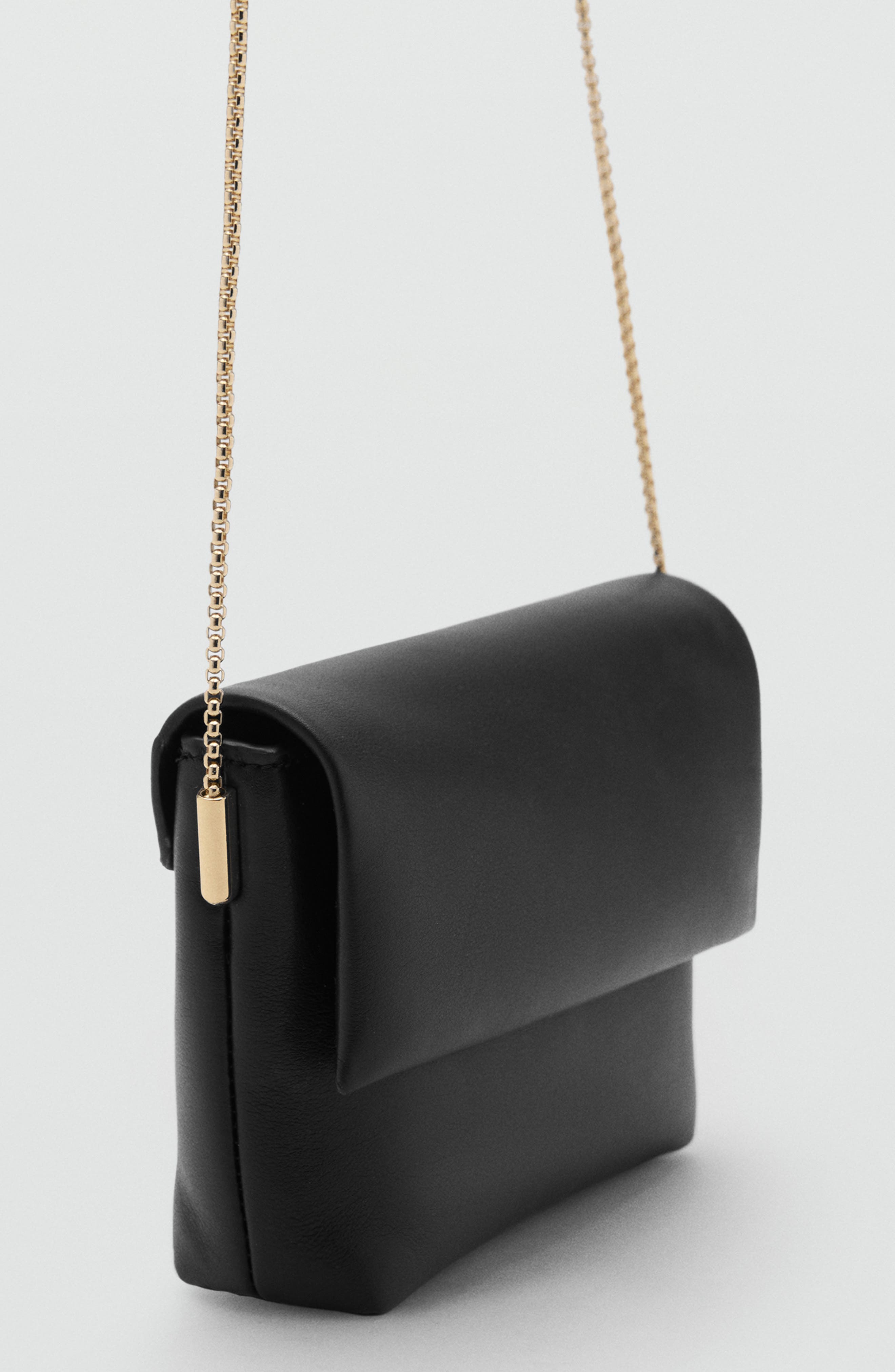 MANGO Faux Leather Crossbody Bag, Alternate, color, Black