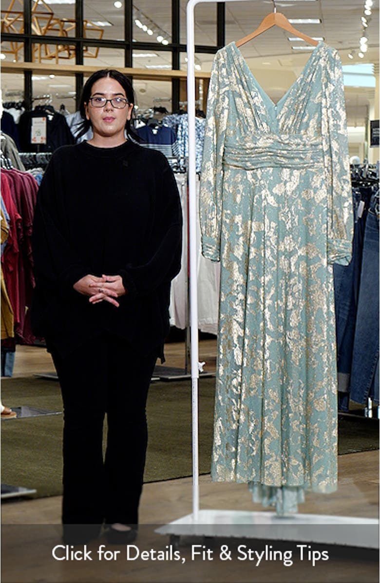 Foil Pattern Long Sleeve Gown, sales video thumbnail