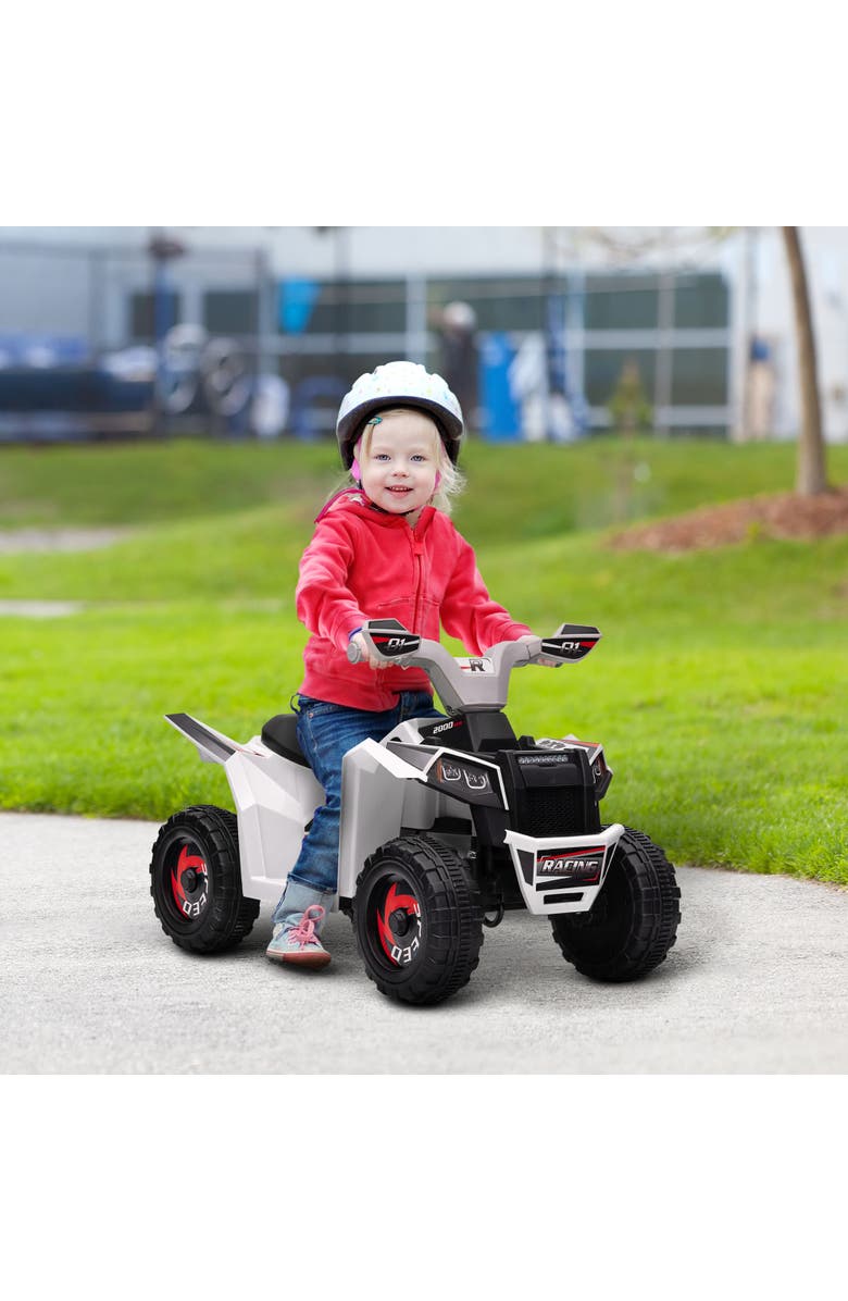 Aosom 6V Kids ATV Quad with Forward/Backward, Wear-Resistant Wheels, Alternate, color, White