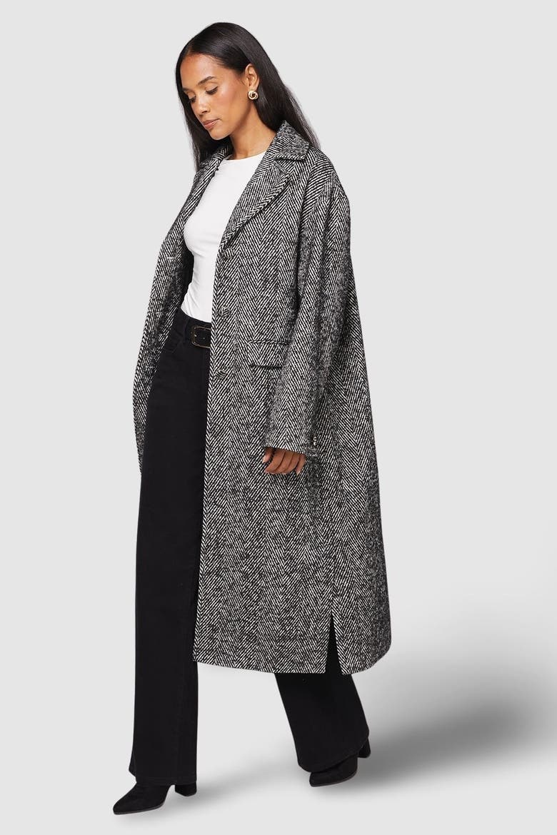 Collared Cuff Detail Maxi Coat, Alternate, color, Black