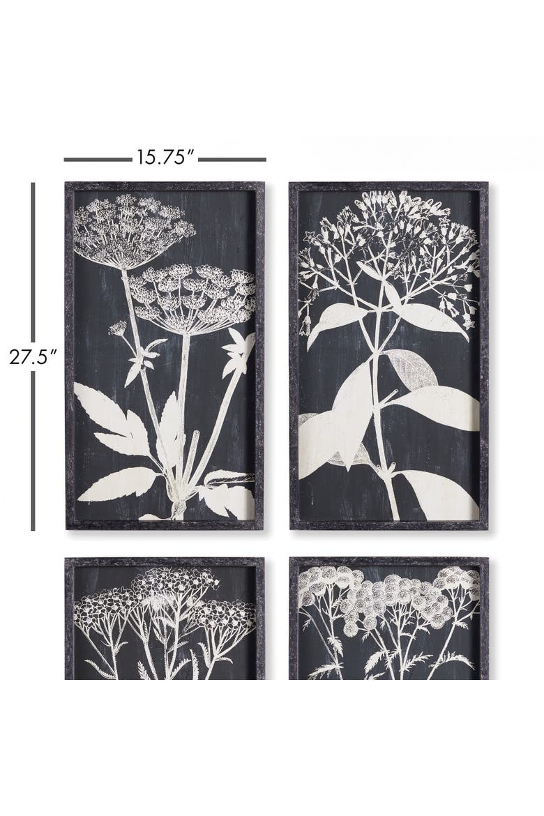 Monochrome Queen Anne's Lace Prints, Set Of 4, Alternate, color, Black