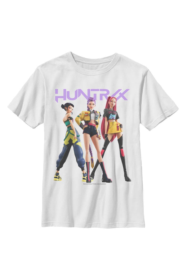 Boy's Kpop Demon Hunters Huntrix Classic Poses  Graphic T-Shirt, Main, color, White