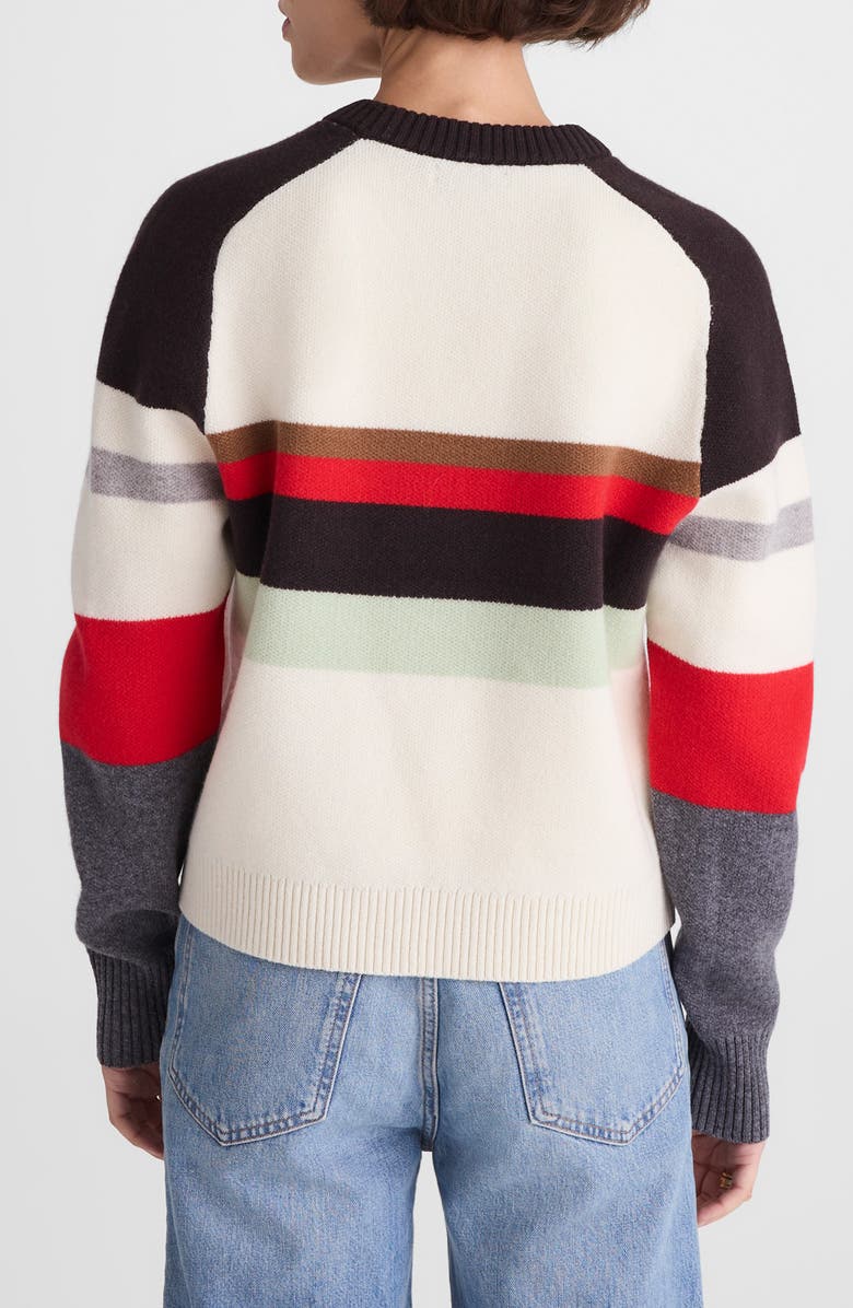 Madewell Colorblock Raglan Sleeve Merino Wool Sweater, Alternate, color, Multi Color Stripe