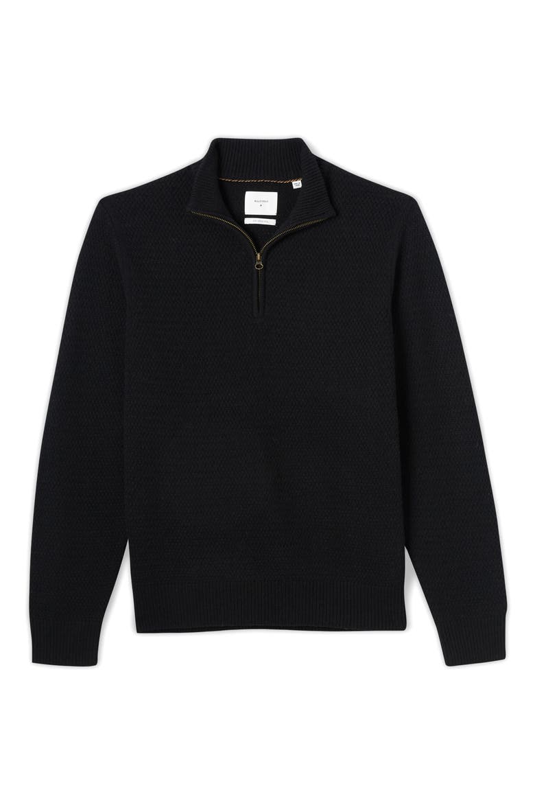Merino Wool Half Zip Sweater, Alternate, color, BLACK