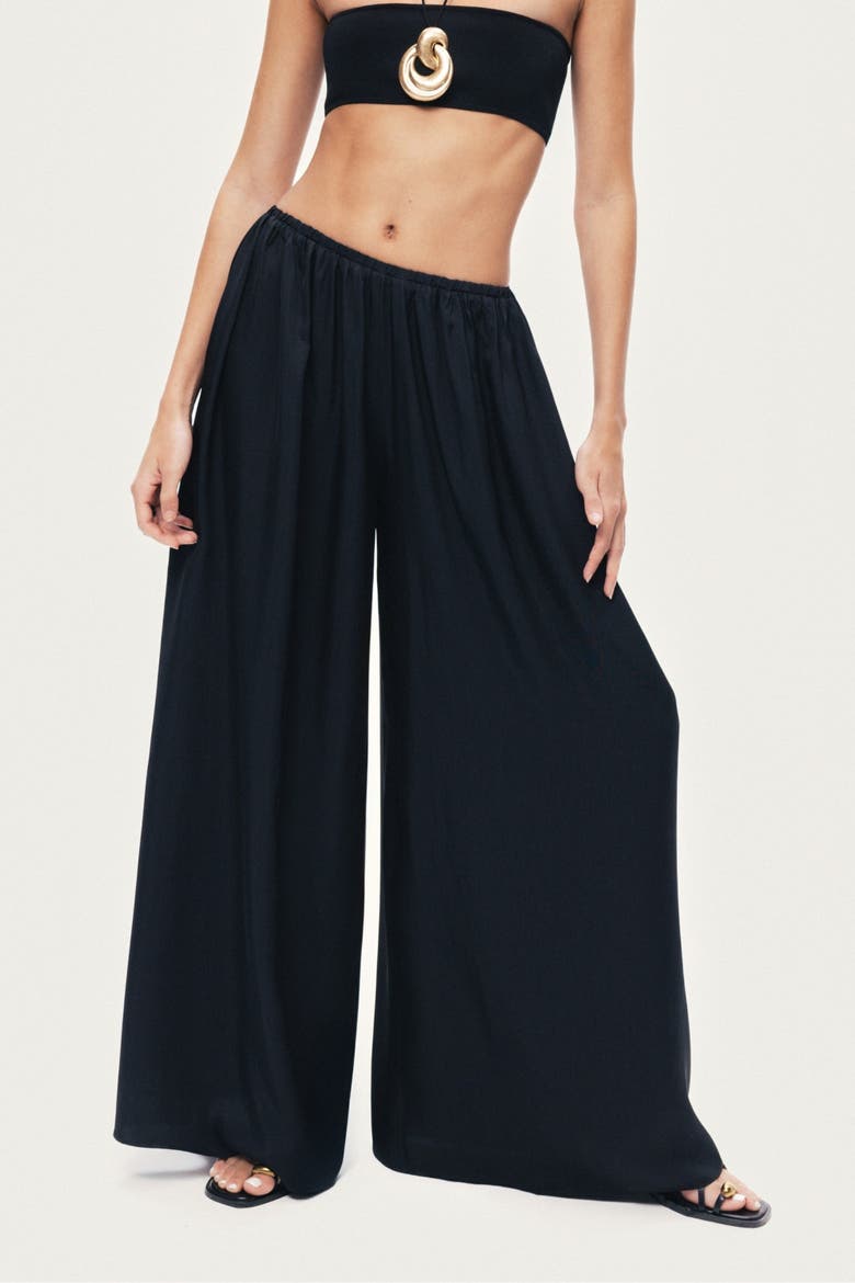 Elasticated Wide-Leg Pants, Main, color, Black