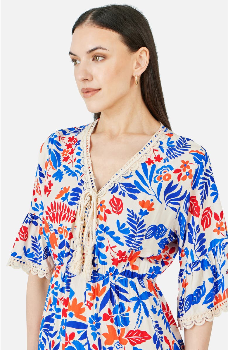 Yumi Leaf Print Tunic Dress, Alternate, color, Multi