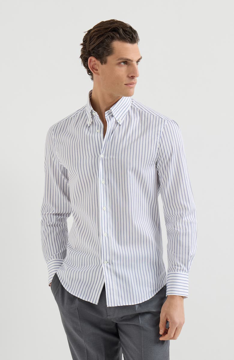 Brunello Cucinelli Button-down collar shirt, Main, color, White