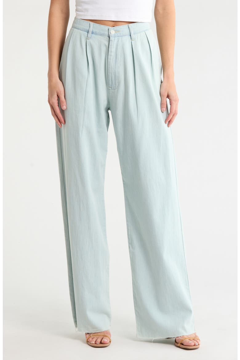 Blaire Double Pleated Raw Hem Wide Leg Pants, Main, color, SUNFADED BLUE