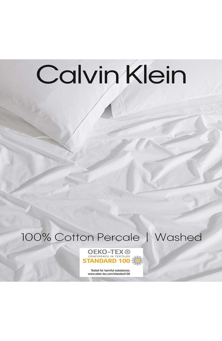 Calvin Klein 200 Thread Count Cotton Percale Sheet Set, Alternate, color, White