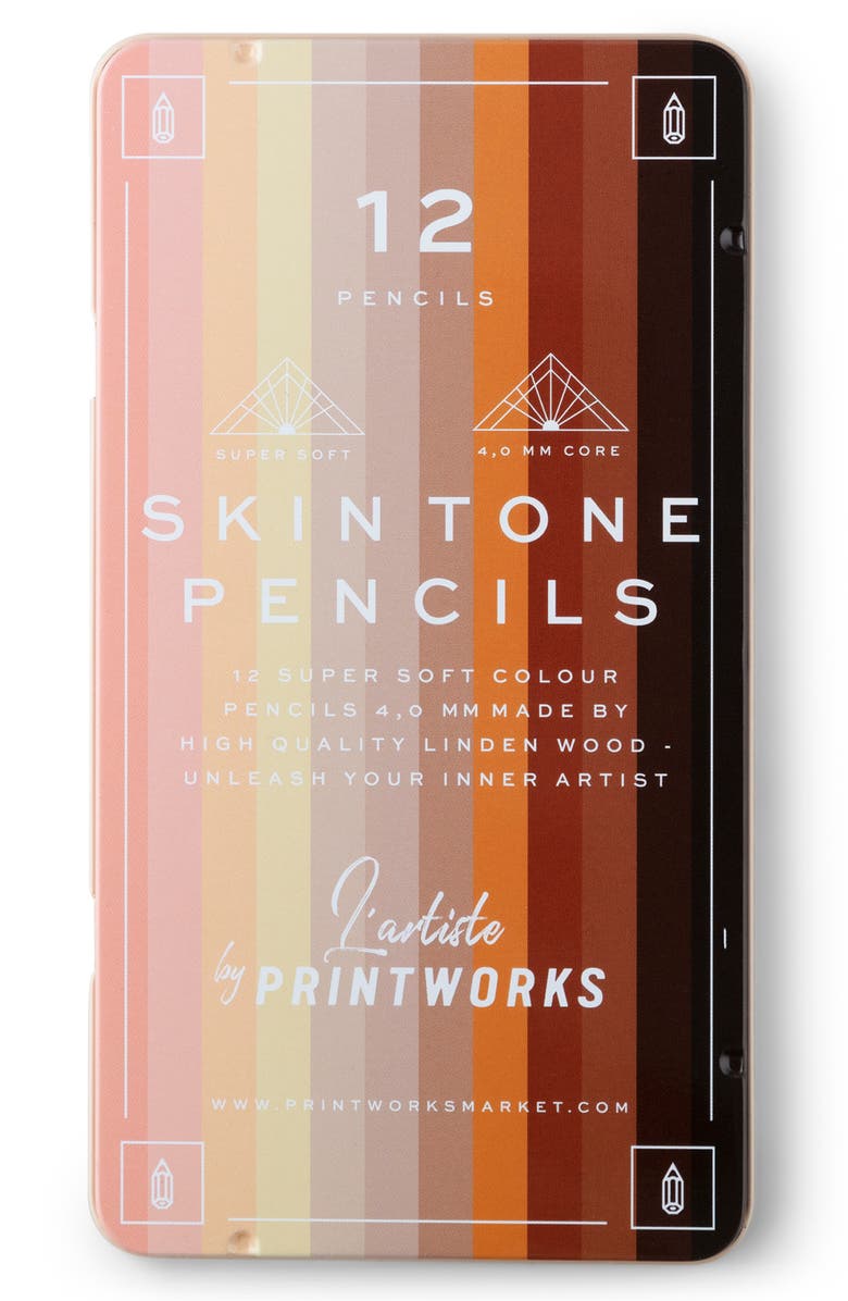 PRINTWORKS 12-Piece Skin Tone Color Pencil Set, Main, color, 