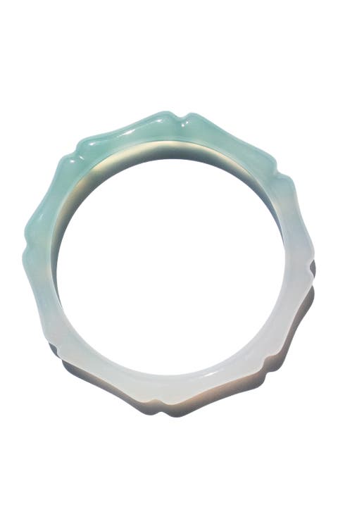 Wave Skinny Round Jade Stone Bangle