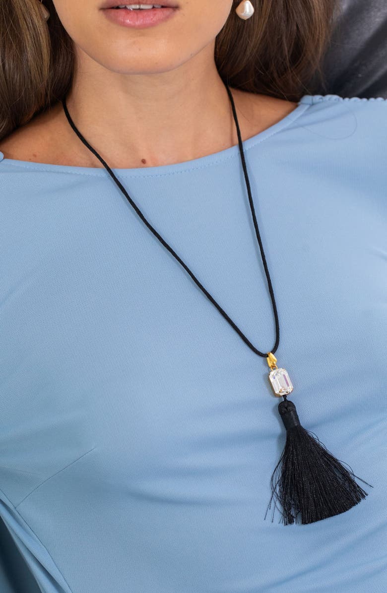 Jennifer Behr Francine Tassel Pendant Necklace, Alternate, color, Black