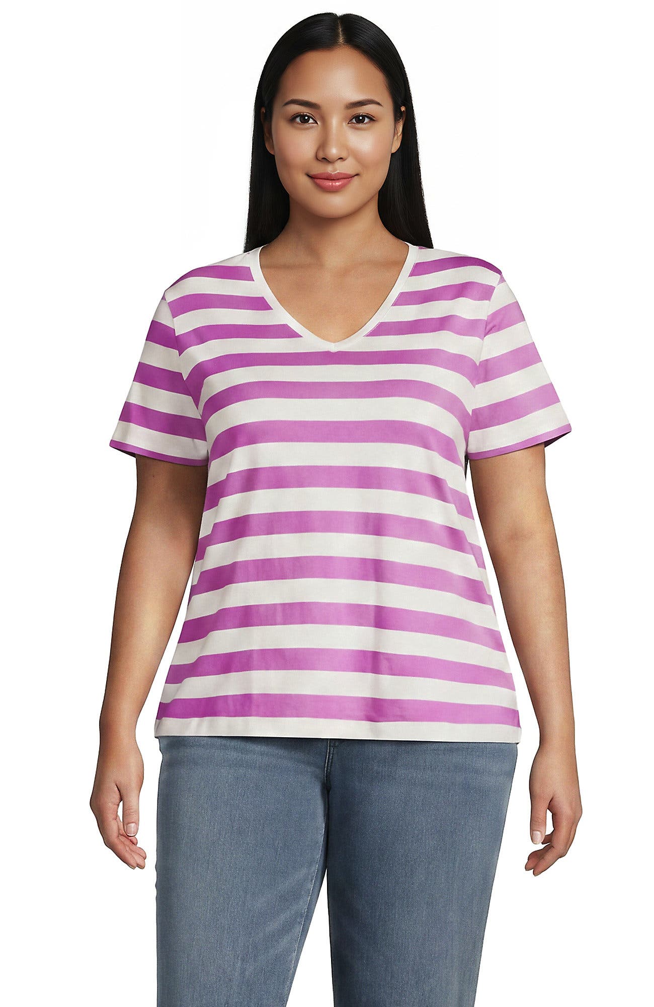 Ivory/Aster Pink Bold Stripe