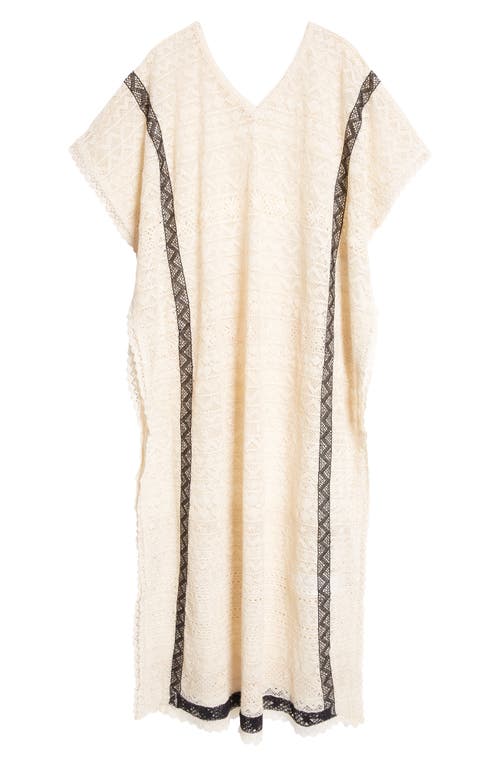 Kúr Handmade Bobbin Lace Cotton Caftan In Beige